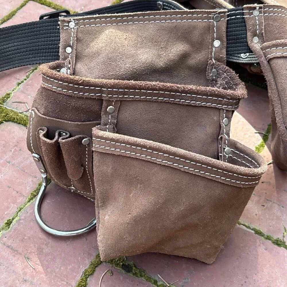 McGuire Nicholas Cowhide Tool Belt Construction Leather Apron Dual Hammer Loop